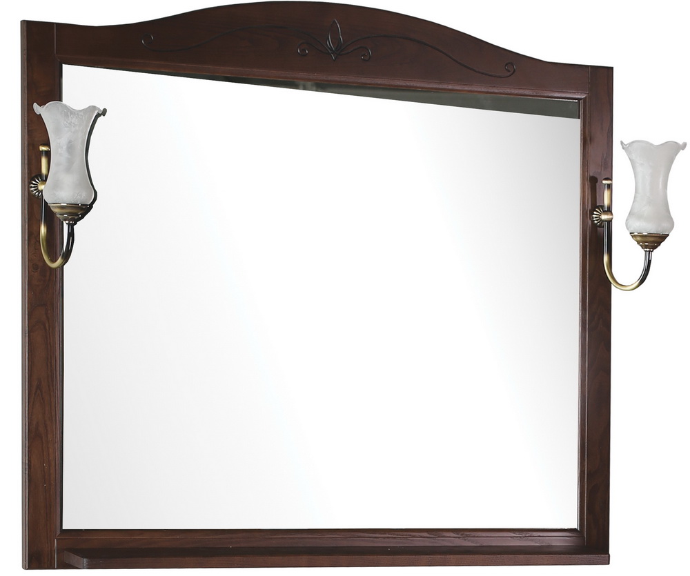 Зеркало белое с полкой Салерно 65 с полкой+светильники