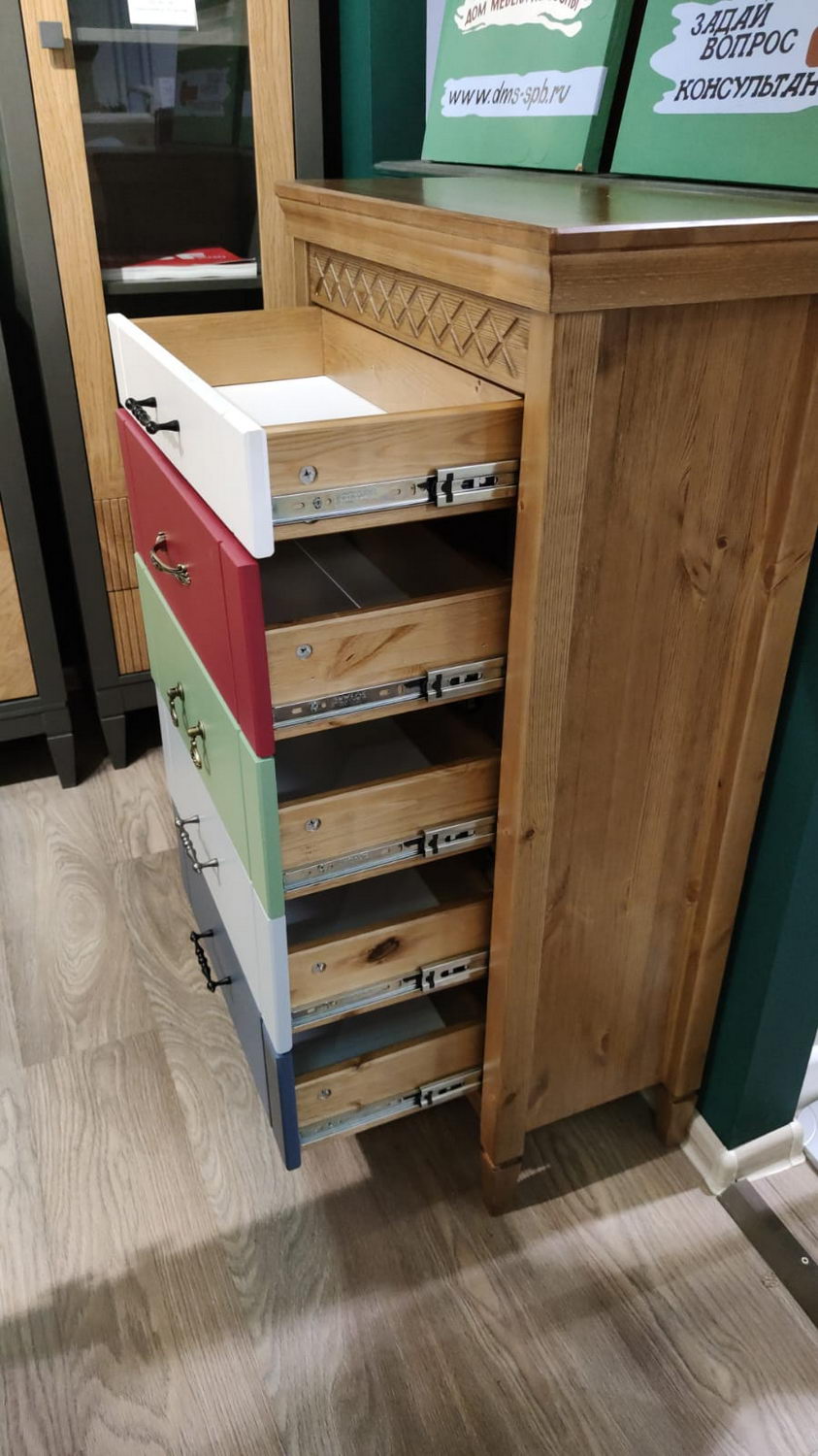 Комод массив сосны с 5 ящиками Дания №10