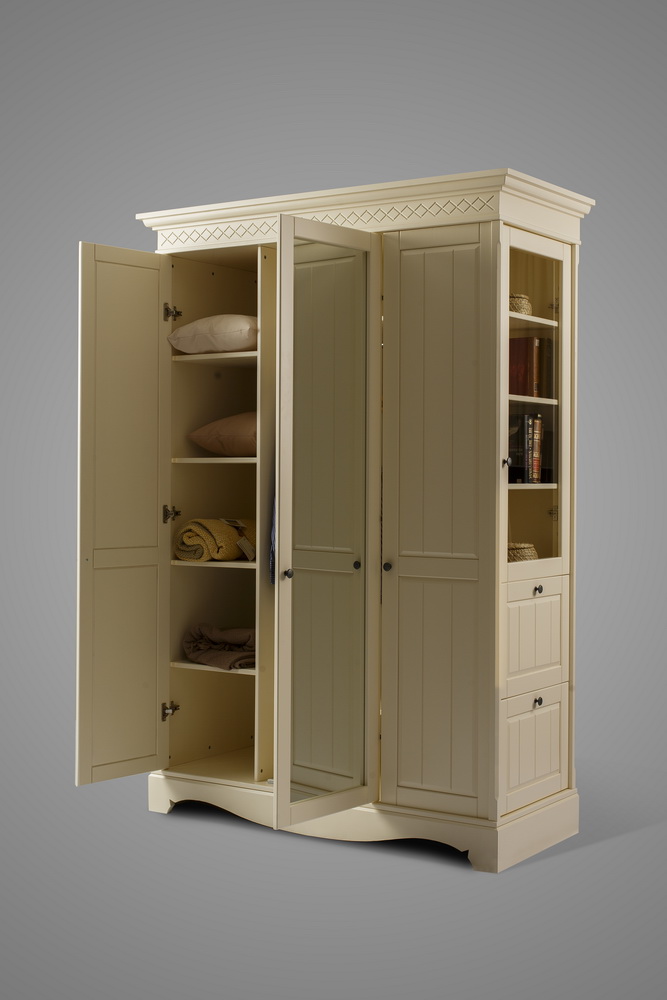 Шкаф 3 створчатый с зеркалом и ящиками Дания №5