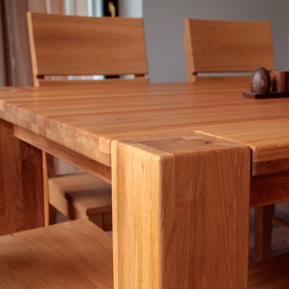 Стол обеденный из массива дуба Аляска 1400 (нога 90) "Премиум"