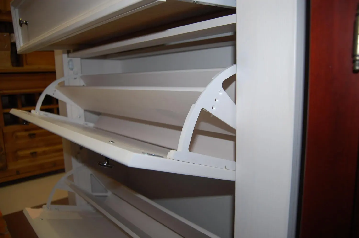 Тумба массив сосны Форест для обуви белый воск/серый