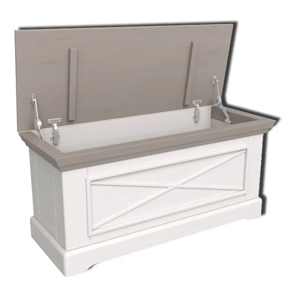 Сундук из массива сосны Форест (Тумба-100) белый воск/серый