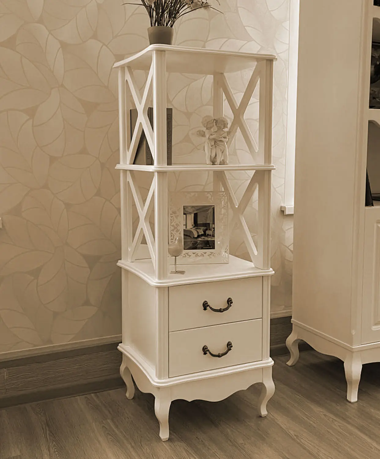 Этажерка 2 ящика Авиньон 2 полки (ваниль М-18)