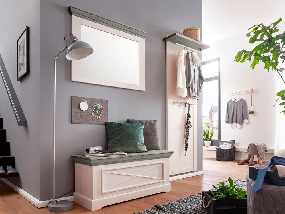 Вешалка Форест навесная с полкой белый воск/серый