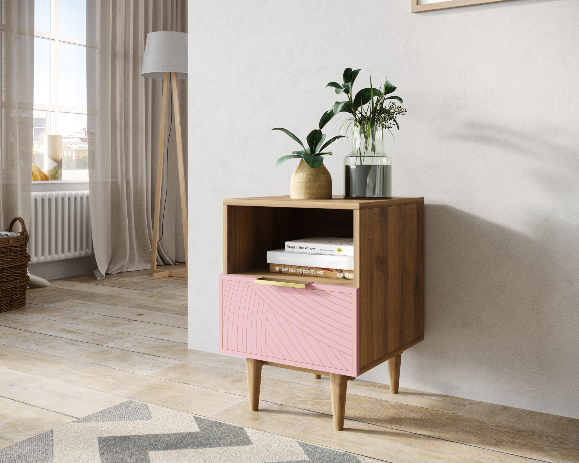 Тумбочка с нижним ящиком "Line" LN09/GR1