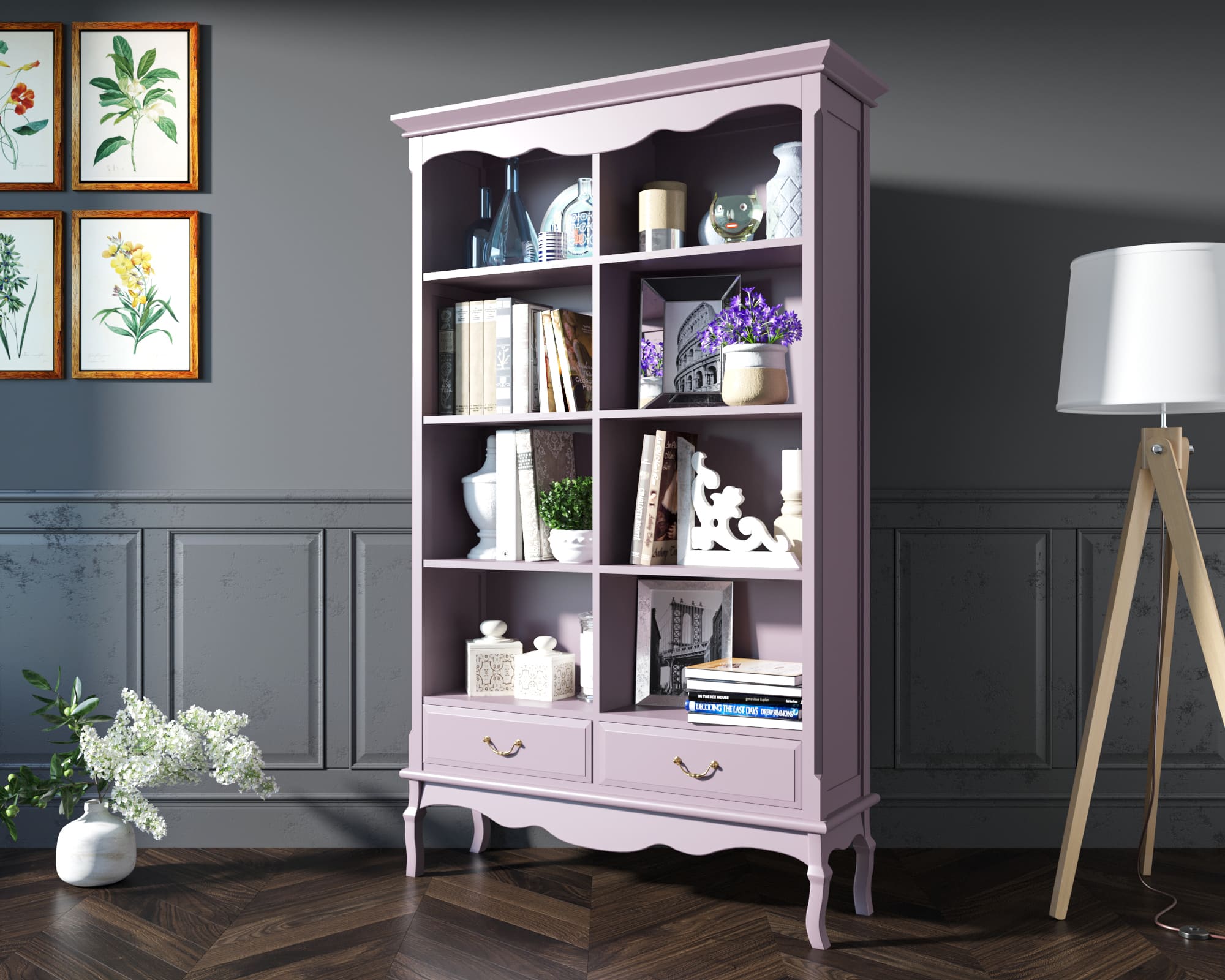 Стеллаж из дерева Leontina Lavanda двойной арт GS27/2L