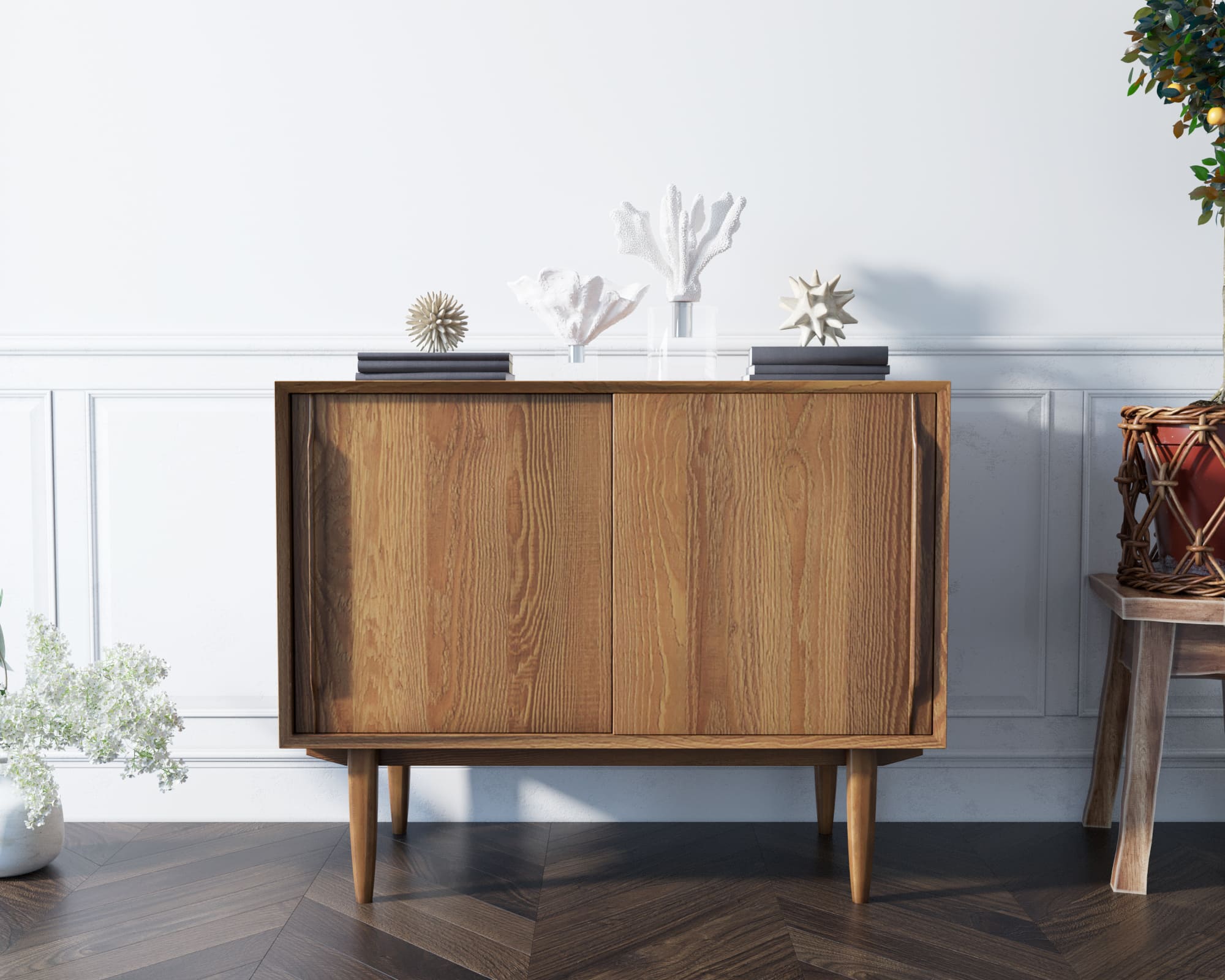 Комод массив дерева в Скандинавском стиле "Bruni" две дверки