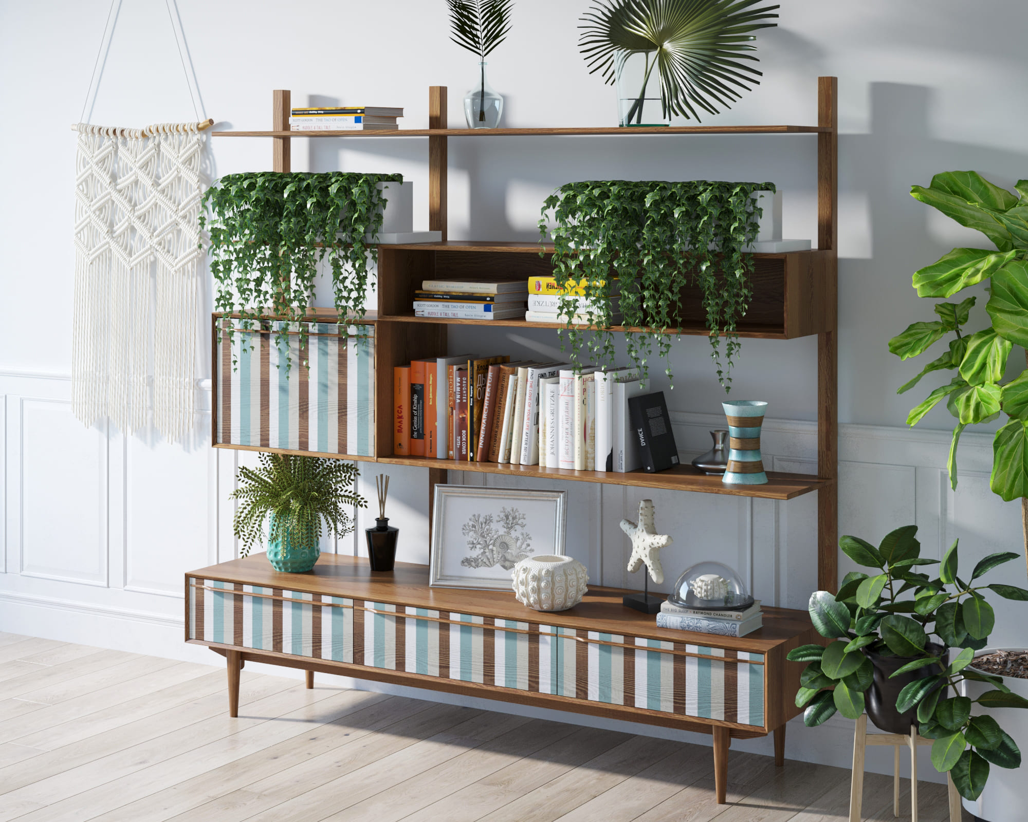 Стеллаж "Bruni print 1" с ящиками