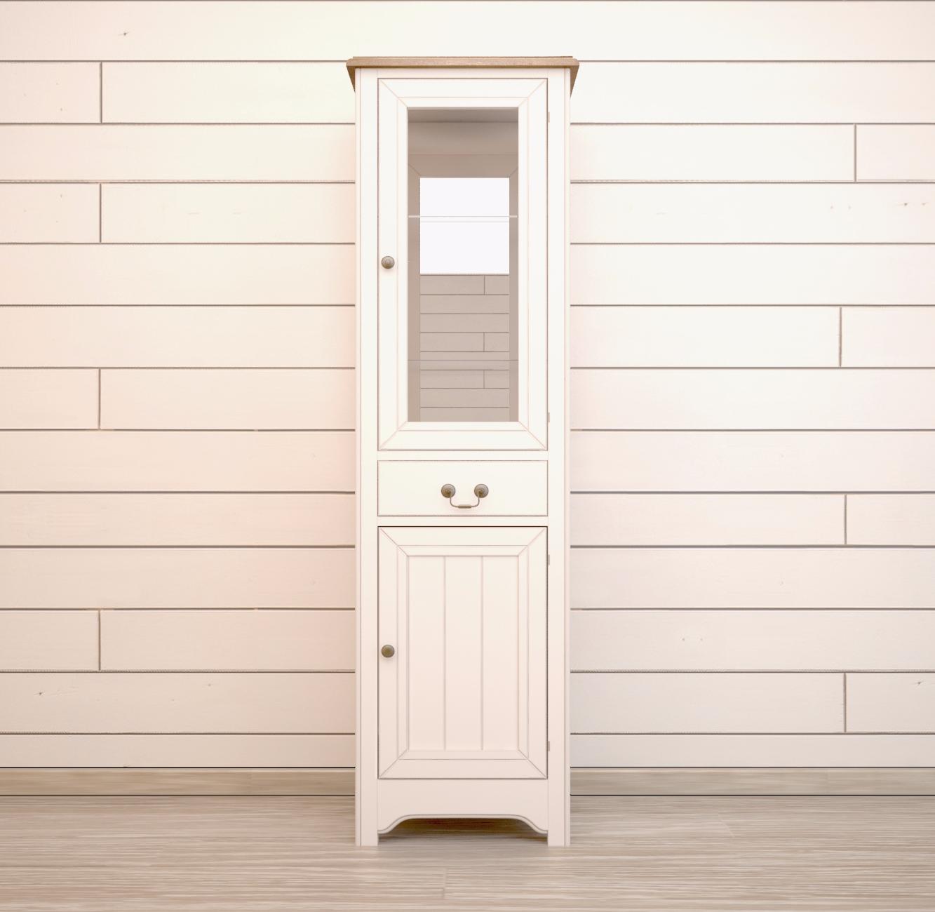 Узкий шкаф-витрина "Olivia" в бежевом цвете