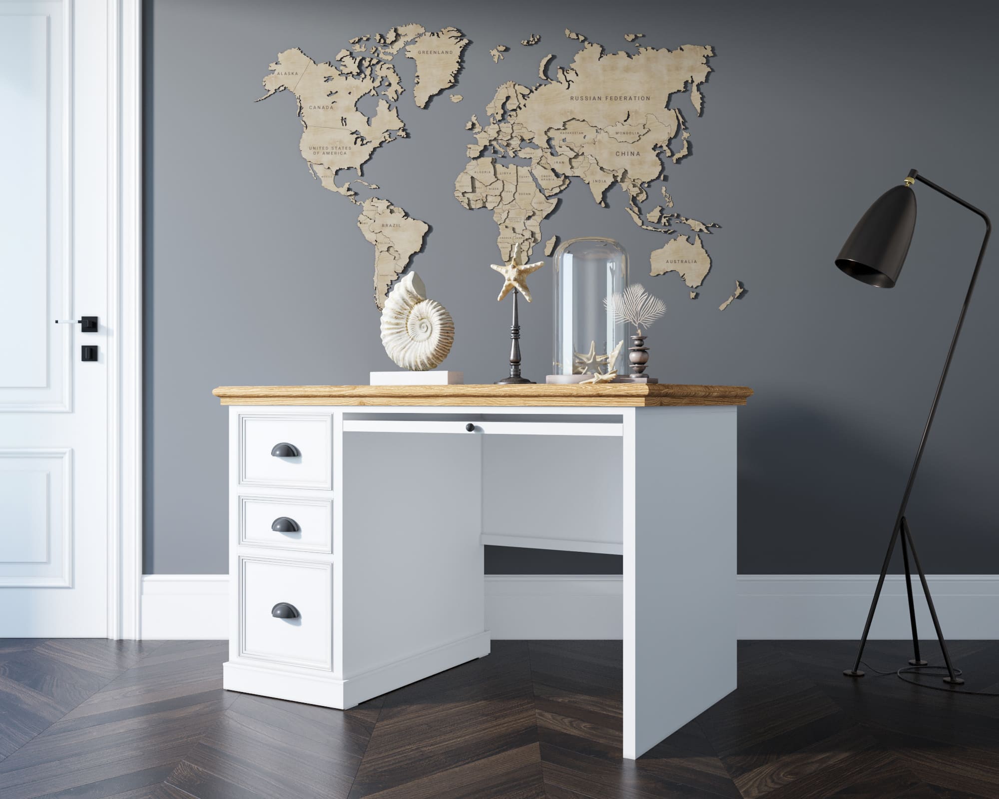 Стол рабочий с 3 ящиками "Palermo" малый