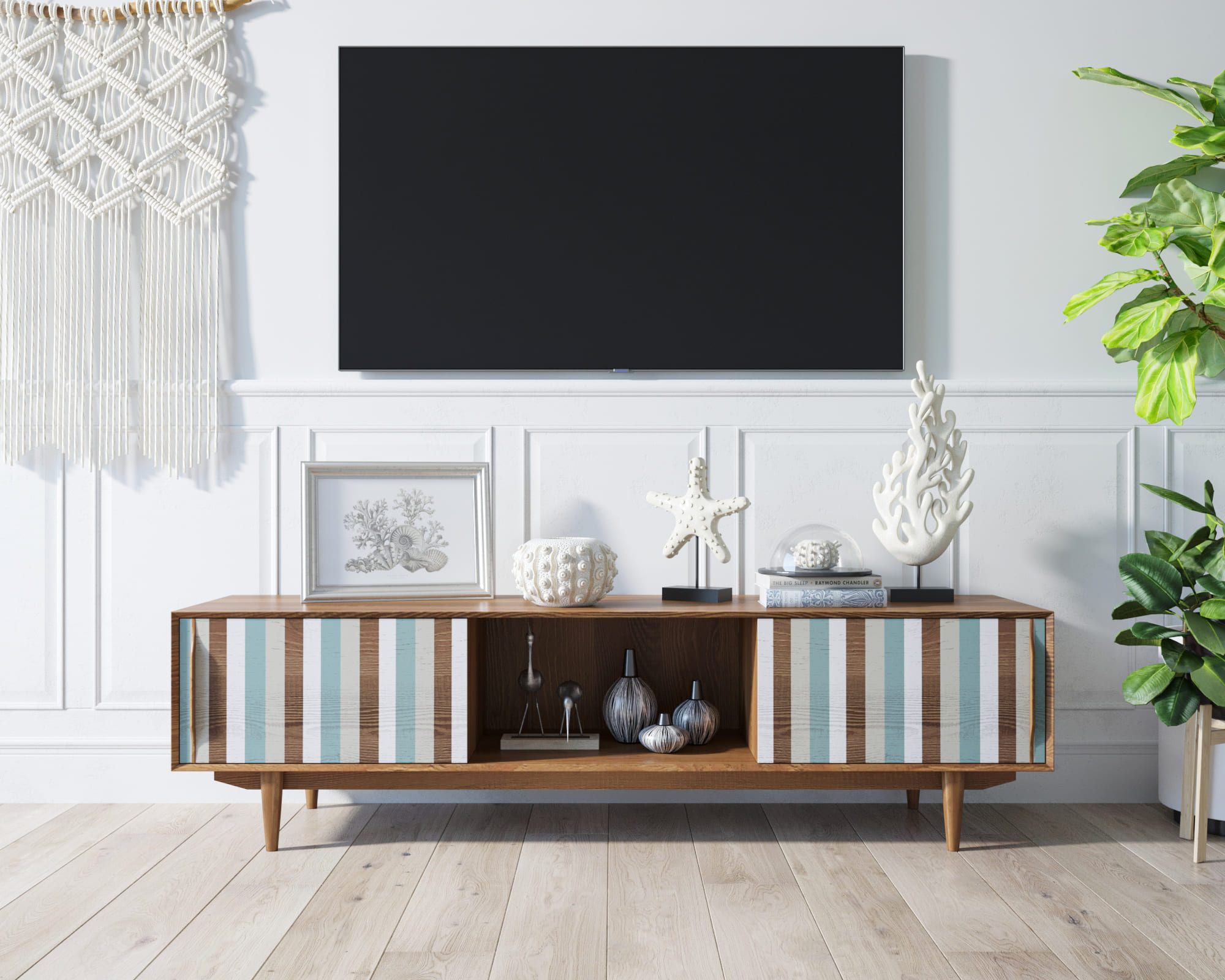 Консоль в Скандинавском стиле под TV массив "Bruni print 1"