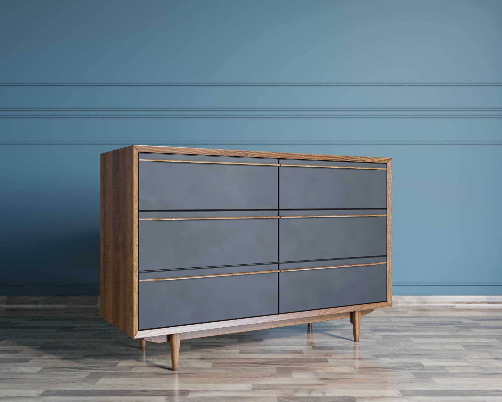 Комод с шестью ящиками чёрный "Bruni Black"