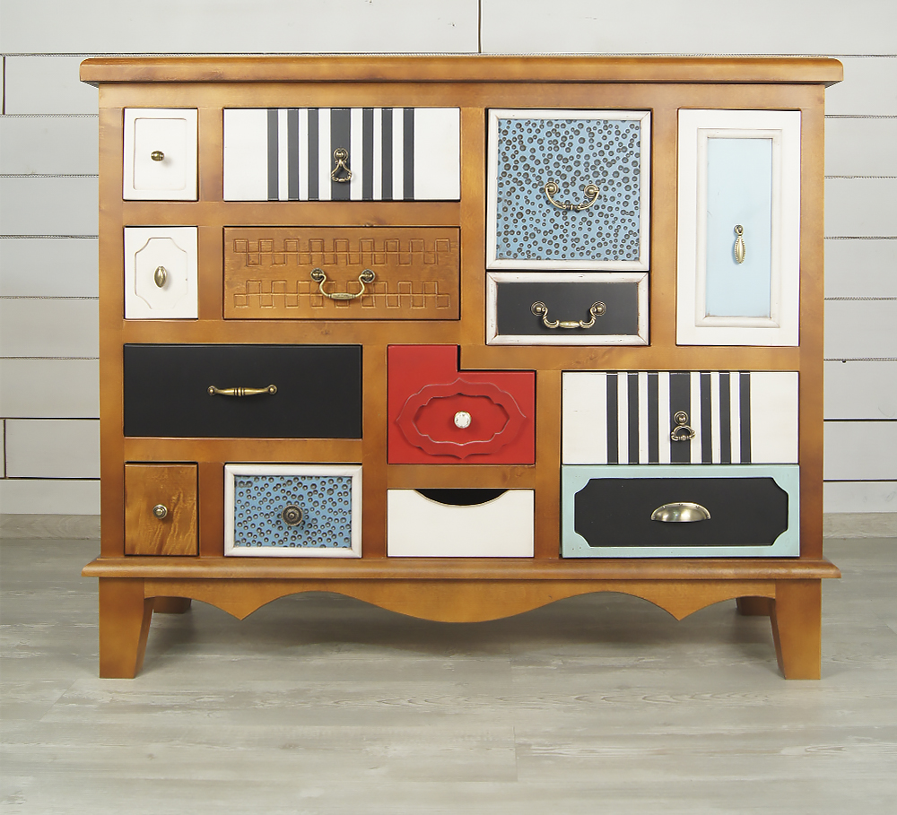 Комод с 15 ящиками "Gouache Birch" темный арт M10594ETG/1