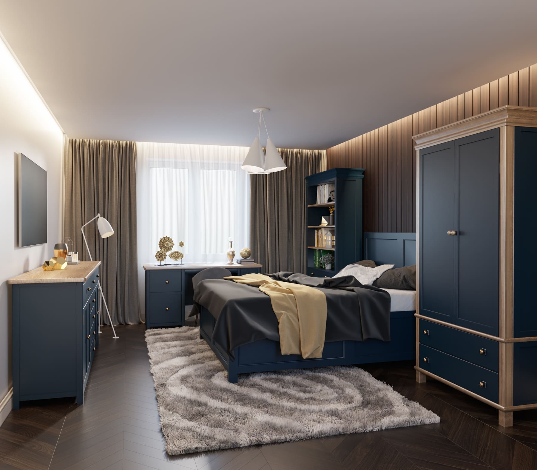 Большой рабочий стол "Jules Verne" с узкой тумбой