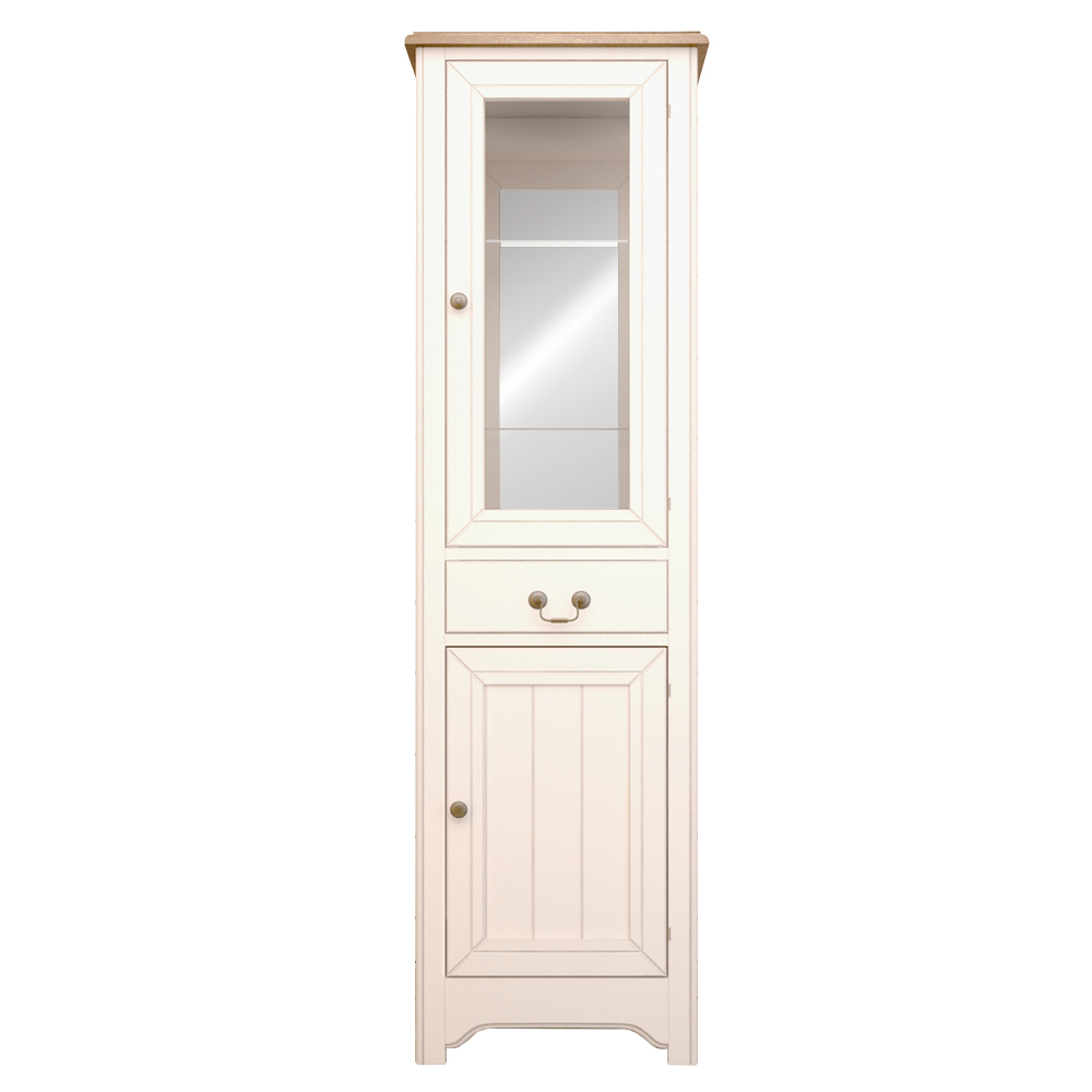 Узкий шкаф-витрина "Olivia" в бежевом цвете