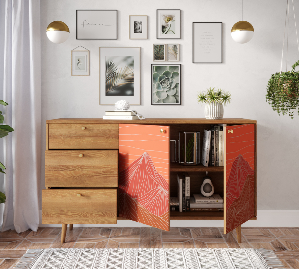 Комод "Berber" с двумя дверками и ящиками (под дерево)