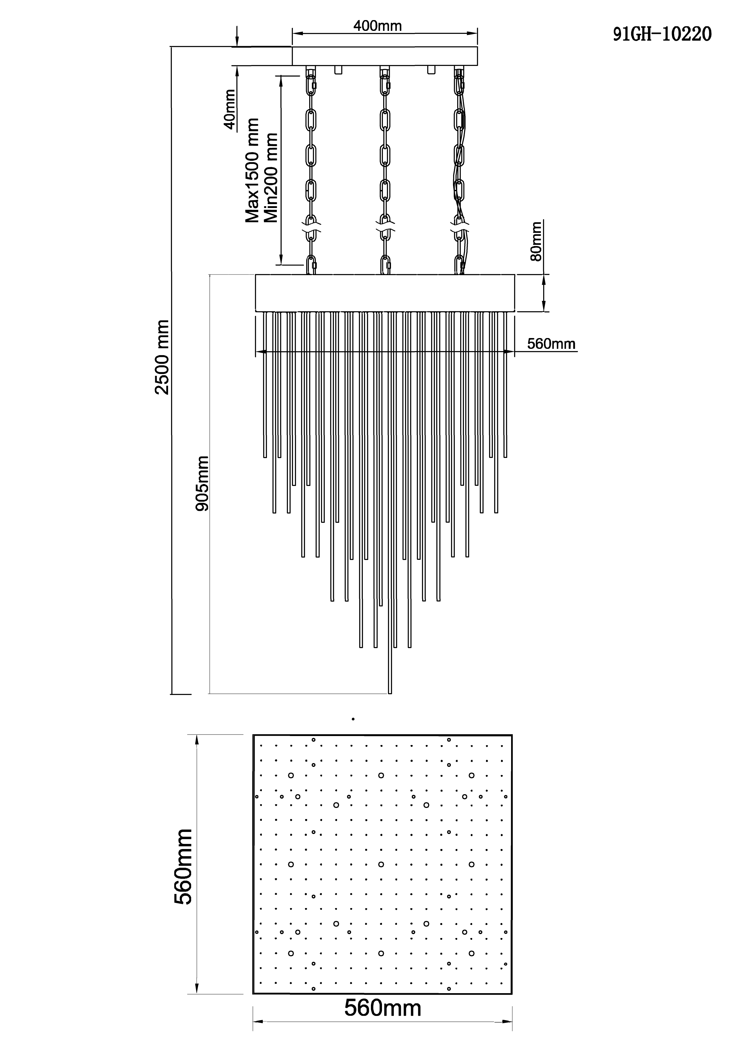91GH-10220 Люстра потолочная, латунь 56*56*h.90,5см