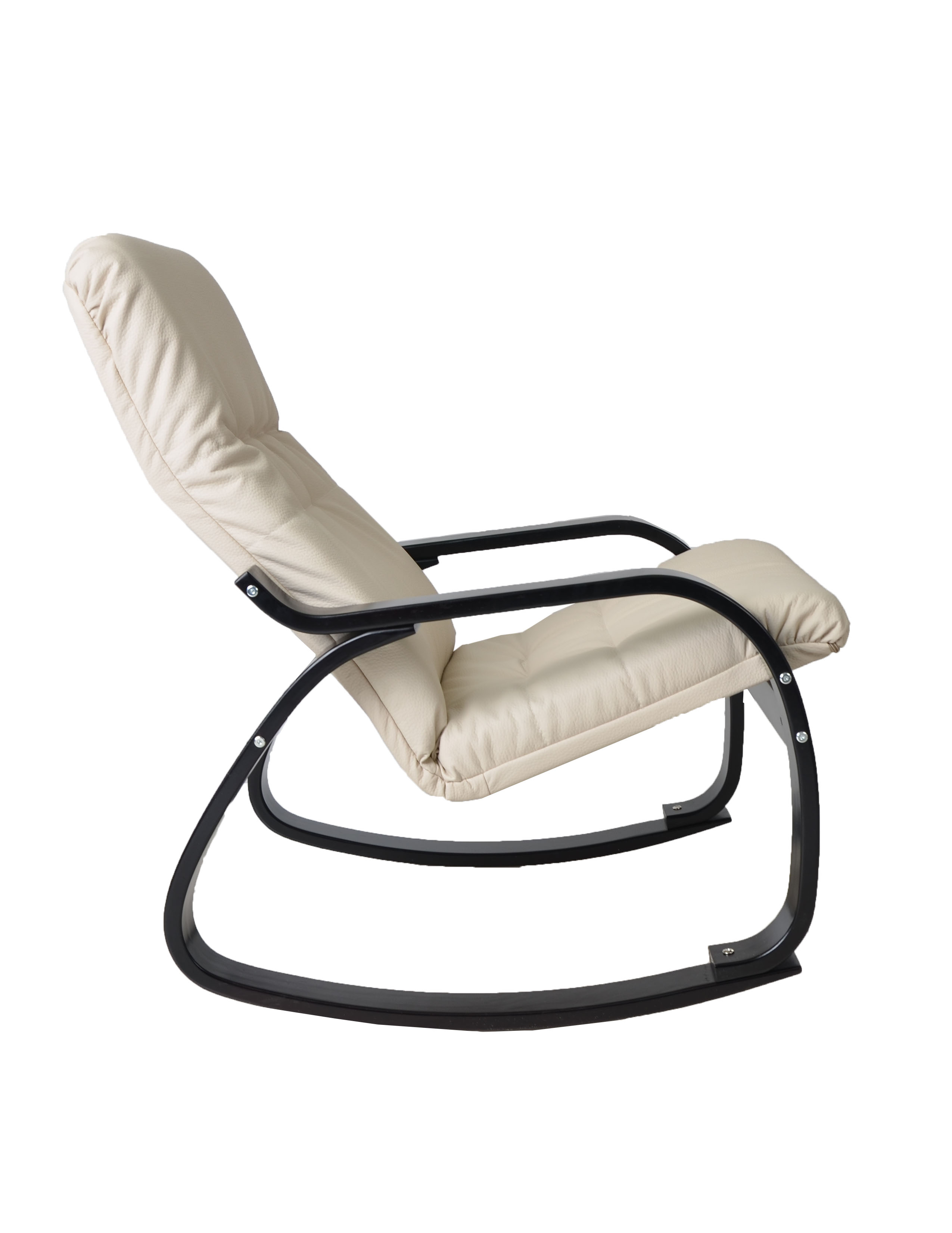 кресло-качалка Сайма Экокожа бежевый каркас Венге структура