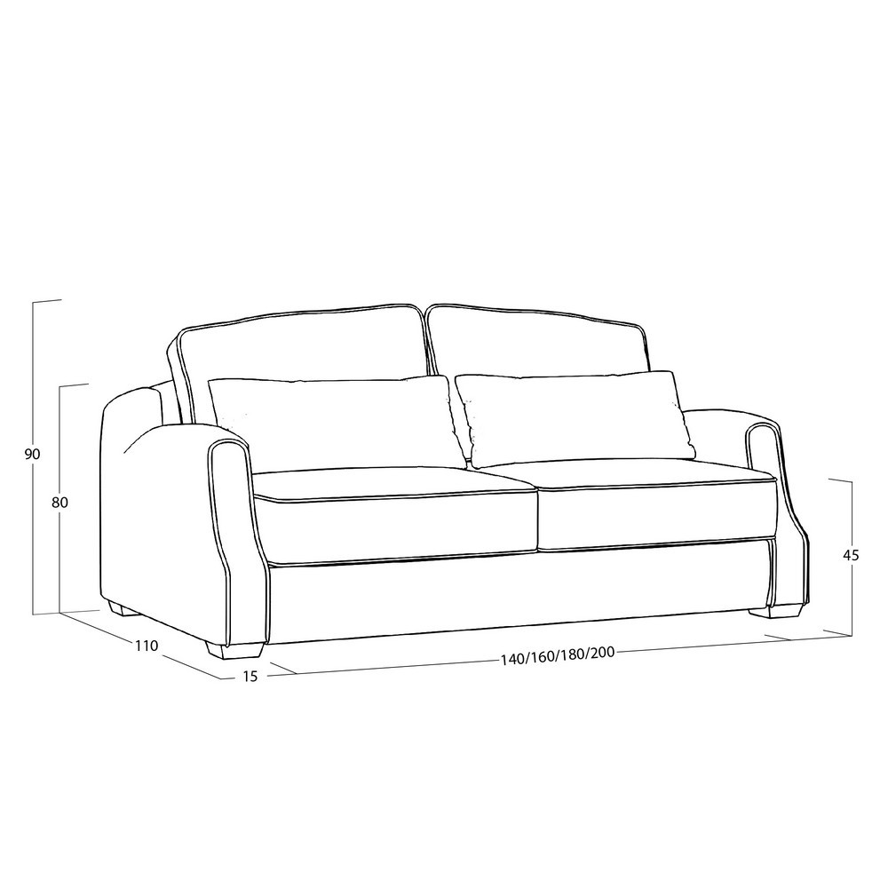 Диван Corsa (с механизмом) DCr-I-180-K03-KaB12-B15