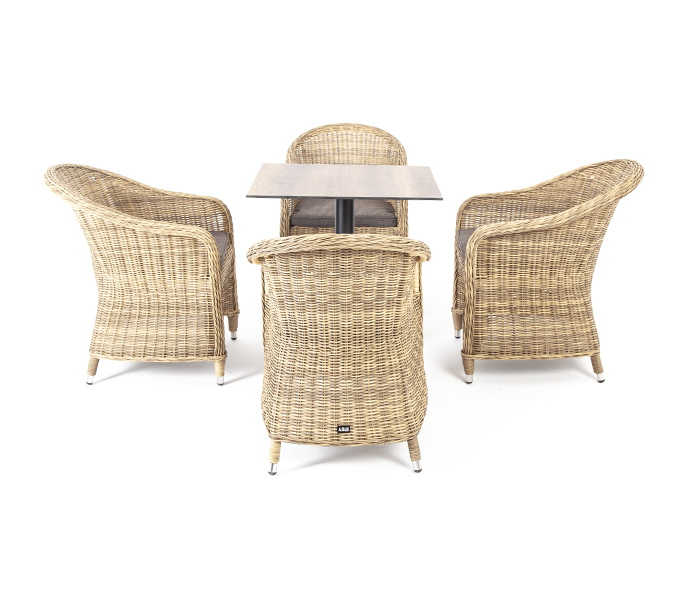 "Ковачо" обеденная группа на 4 персоны, стулья соломенные