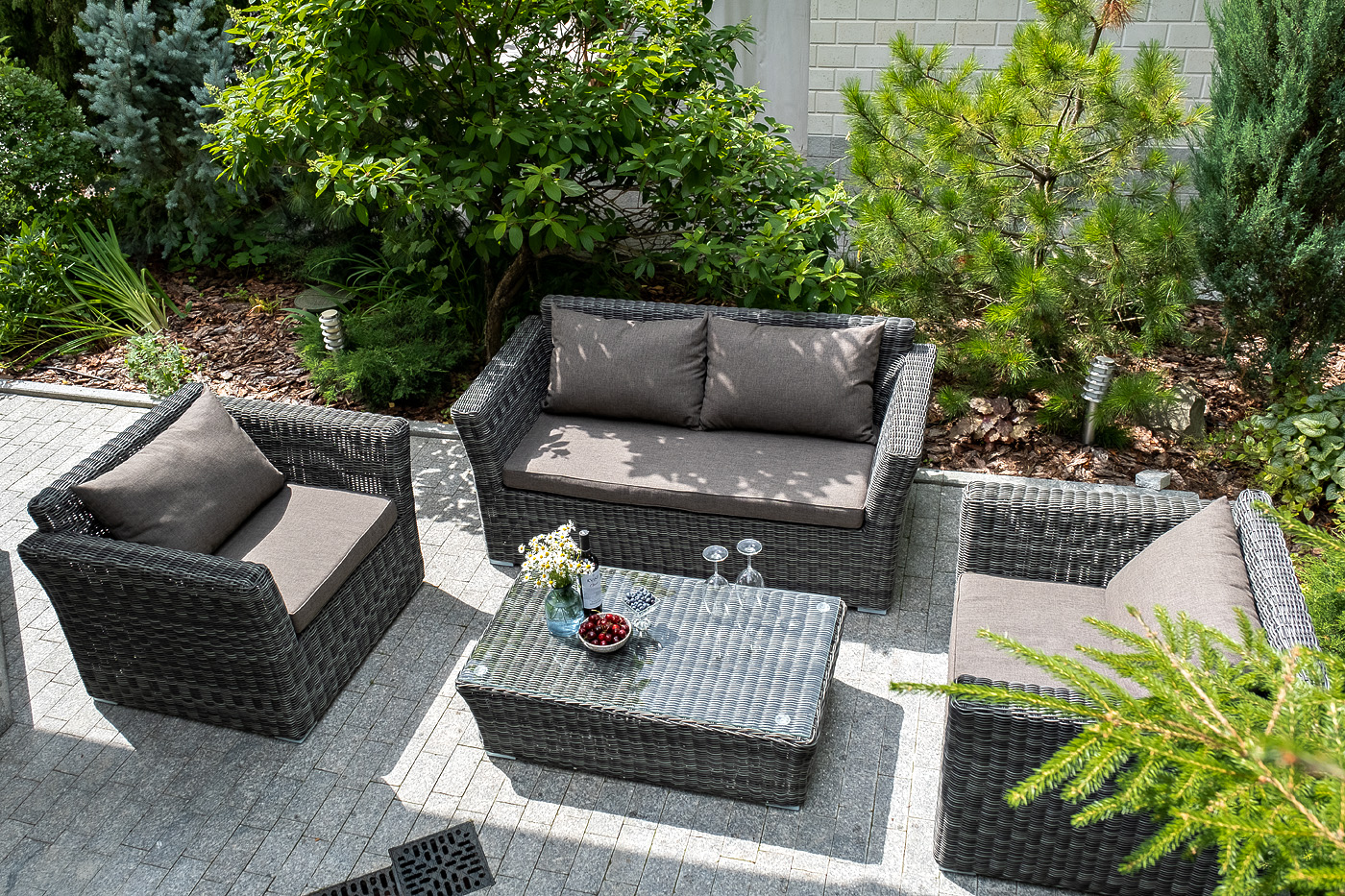 "Каприоли" лаунж-зона из искусственного ротанга, цвет графит
