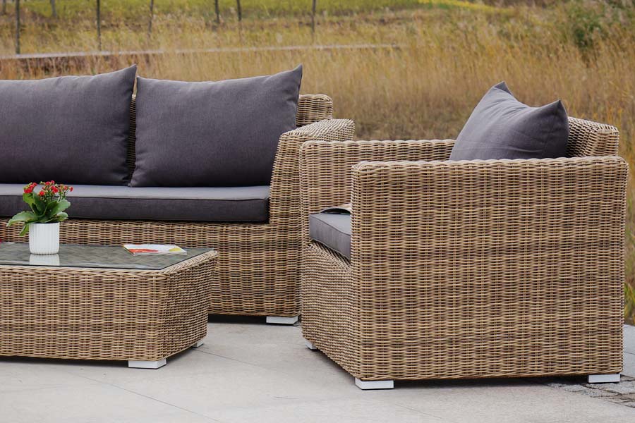 "Каприоли" лаунж-зона из искусственного ротанга, цвет соломенный