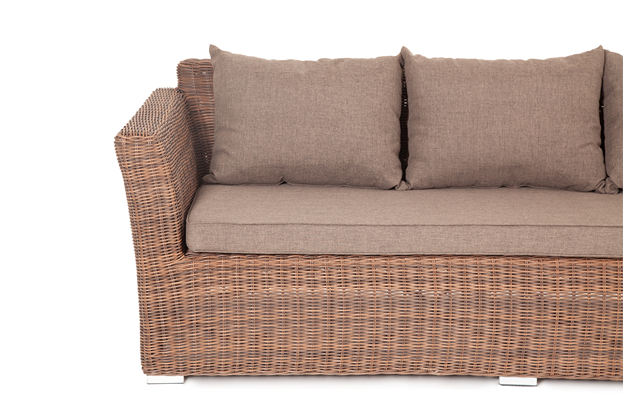 "Капуто" диван из искусственного ротанга трехместный, цвет коричневый