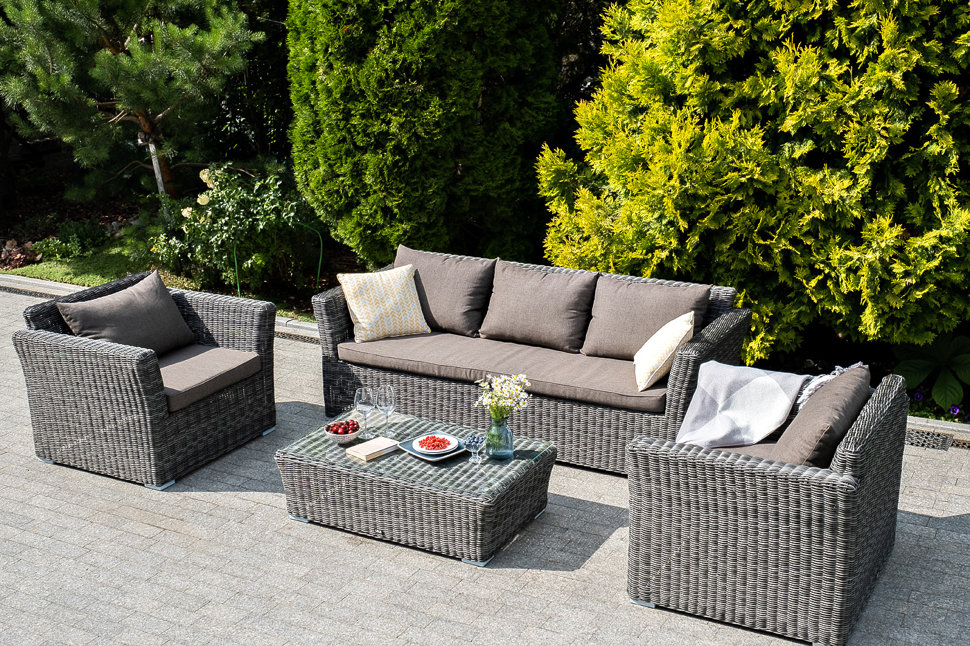 "Капуто" лаунж-зона из искусственного ротанга, цвет графит