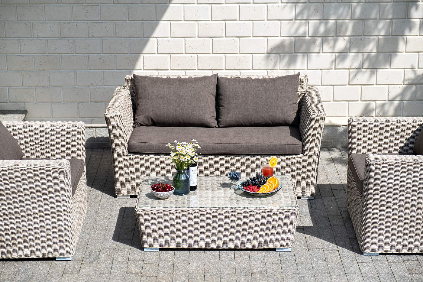 "Каприоли" лаунж-зона из искусственного ротанга, цвет бежевый