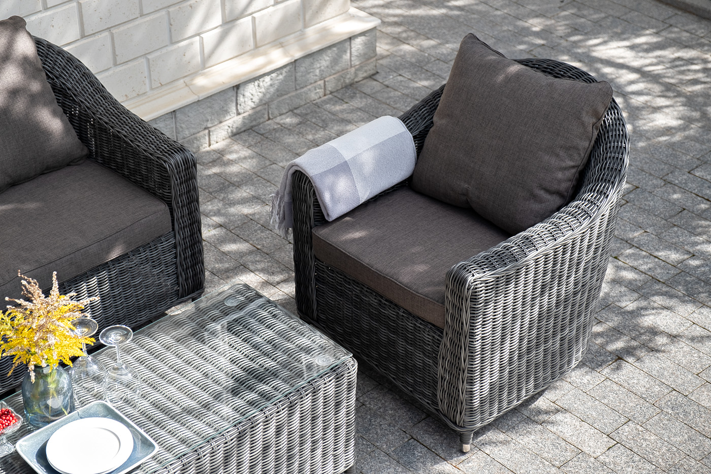 "Копаннини" кресло из искусственного ротанга, цвет графит