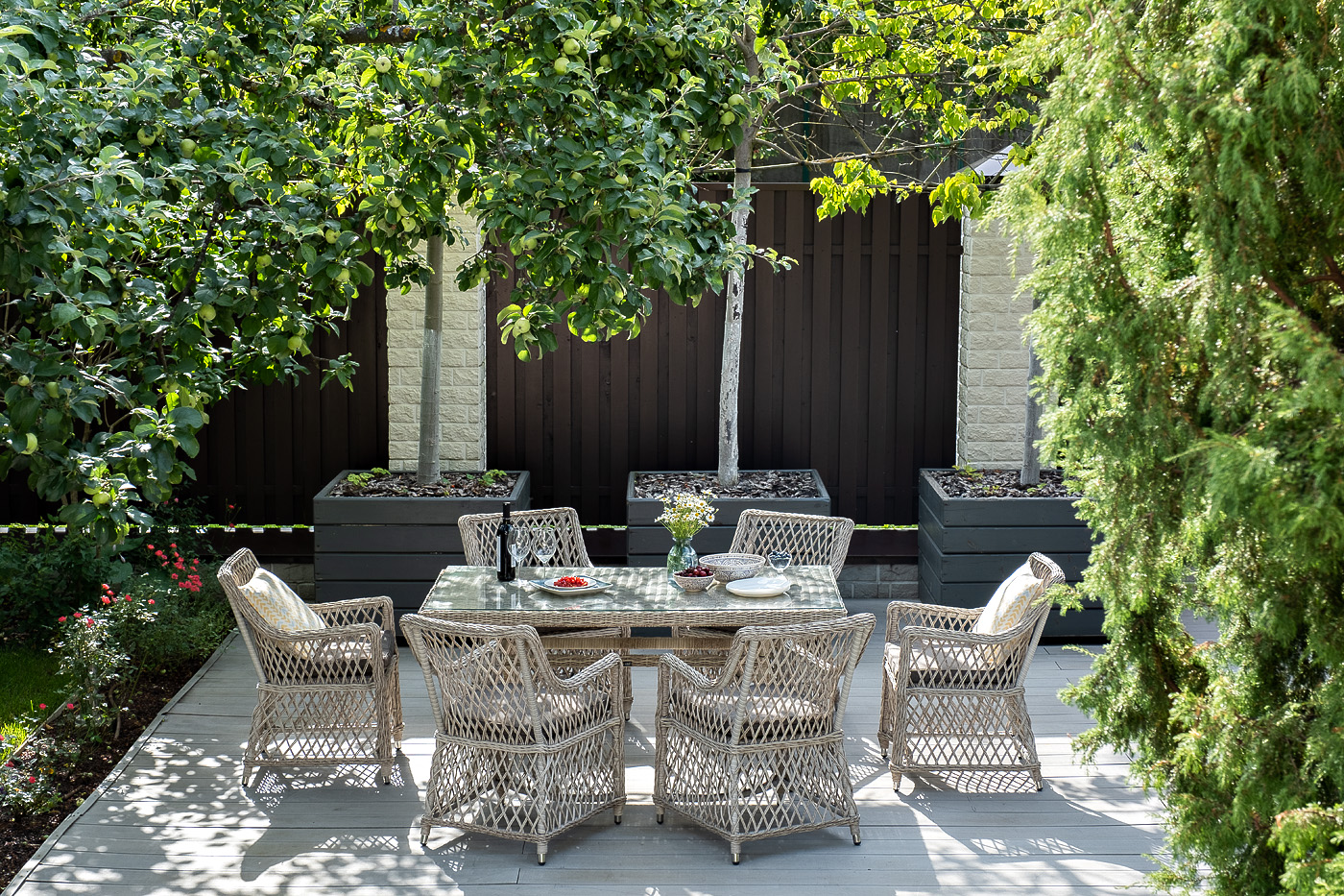 "Латтини" обеденная группа плетеная, цвет бежевый