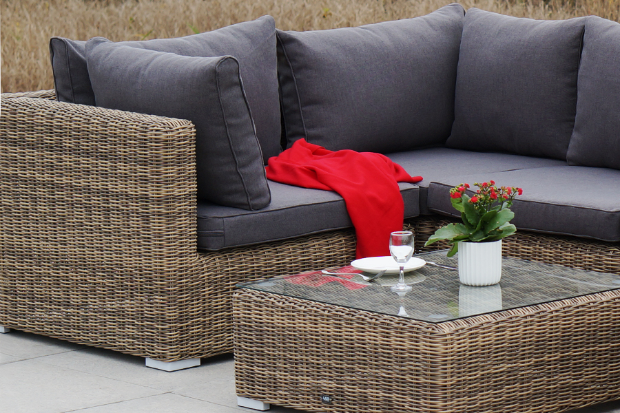 "Лунджи" трансформирующийся диван из искусственного ротанга, цвет соломенный