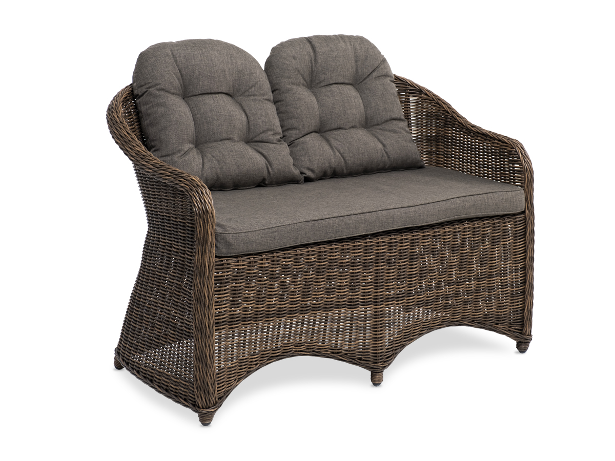 "Равенс" диван двухместный плетенный из ротанга, цвет коричневый