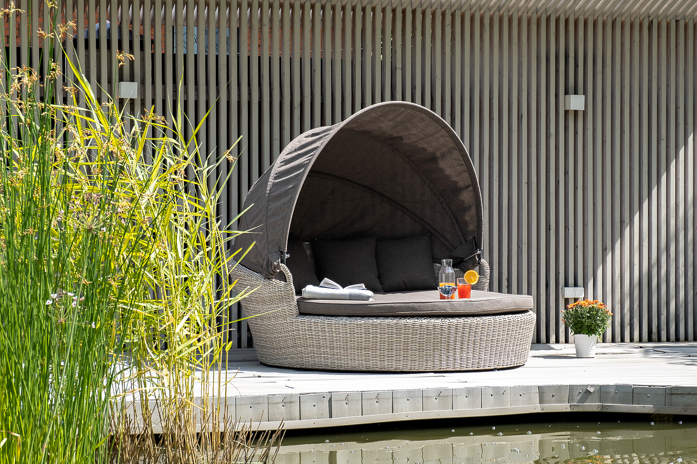 "Стильяно" плетеная кровать круглая, цвет бежевый